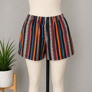 Boho Stripe Shorts 1XL Tribal Aztec Print Flowy Festival Summer Colorful Lounge